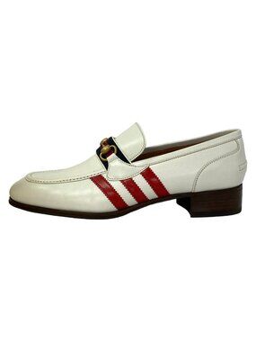 Gucci | Shoes | Gucci Red Pebbled Leather Loafers With Blue  display picture 3
